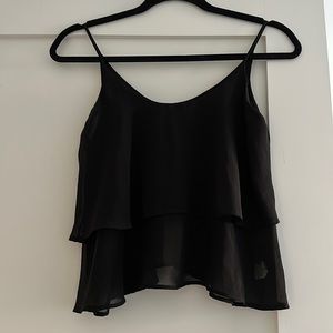 Black Crop top - bottom layer is sheer